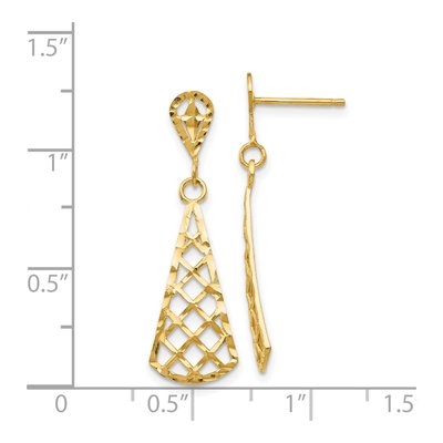 14K Yellow Gold Diamond-Cut Fan Dangle Earrings – view 5