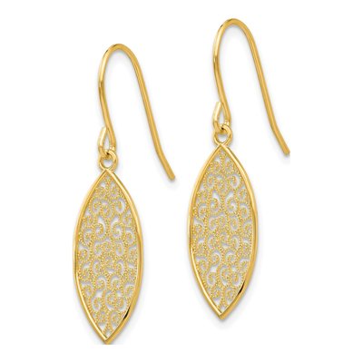 14K Yellow Gold Filigree Dangle Earrings – view 3