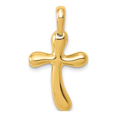 14K Yellow Gold Freeform Cross Pendant