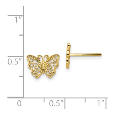 14K Yellow Gold Cut-Out Butterfly Stud Earrings – view 5