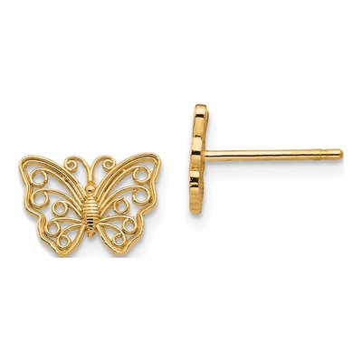 14K Yellow Gold Cut-Out Butterfly Stud Earrings