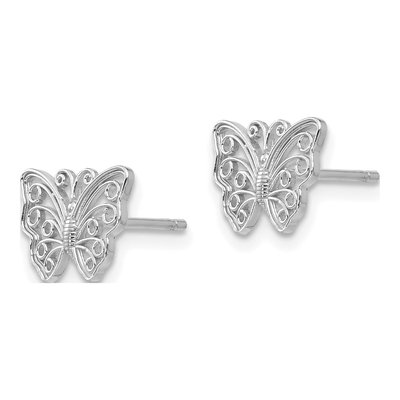 14K White Gold Cut-Out Butterfly Stud Earrings – view 2