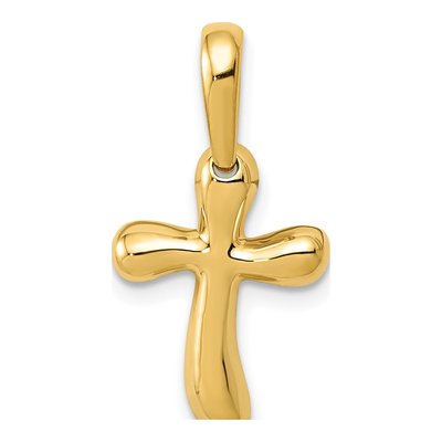 14K Yellow Gold Small Freeform Cross Pendant