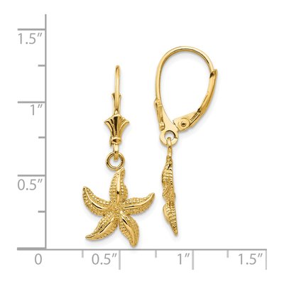 14K Yellow Gold Starfish Leverback Earrings – view 4