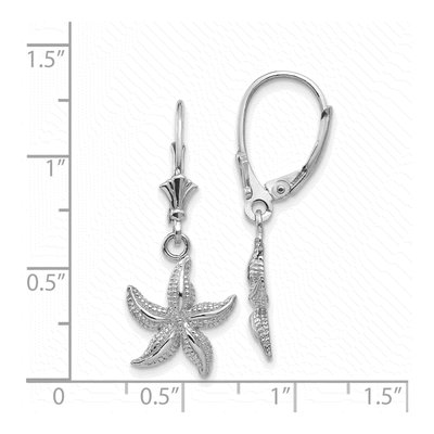 14K White Gold Starfish Leverback Earrings – view 4