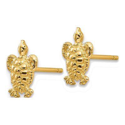 14K Yellow Gold Mini Turtle Stud Earrings – view 3