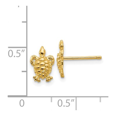 14K Yellow Gold Mini Turtle Stud Earrings – view 5