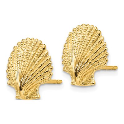 14K Yellow Gold Scallop Shell Stud Earrings – view 3
