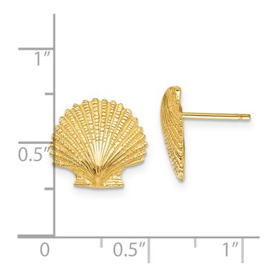 14K Yellow Gold Scallop Shell Stud Earrings – view 5