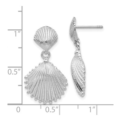 14K White Gold Scallop Shell Dangle Earrings – view 4