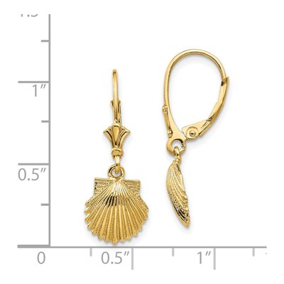 14K Yellow Gold Scallop Shell Leverback Earrings – view 4
