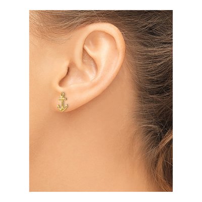 14K Yellow Gold Anchor Stud Earrings – view 4