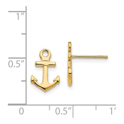 14K Yellow Gold Anchor Stud Earrings – view 5