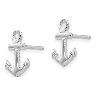 14K White Gold Anchor Stud Earrings – view 2