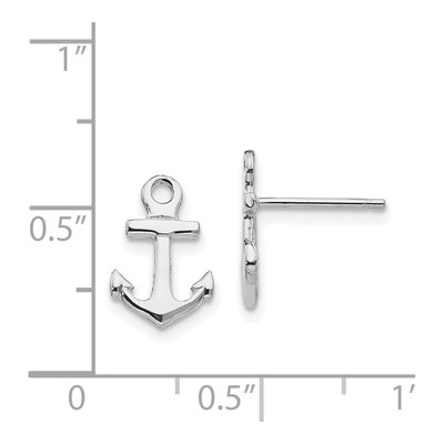 14K White Gold Anchor Stud Earrings – view 4
