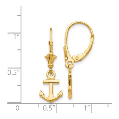 14K Yellow Gold Mini Anchor Leverback Earrings – view 5