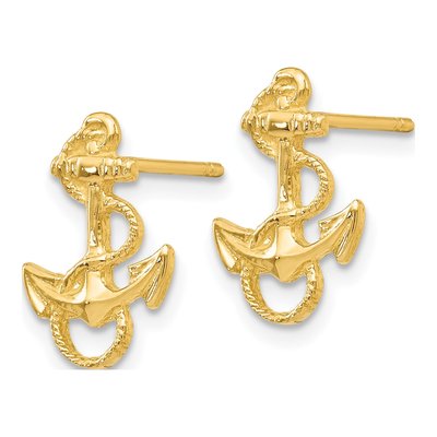 14K Yellow Gold Anchor Rope Trim Stud Earrings – view 3