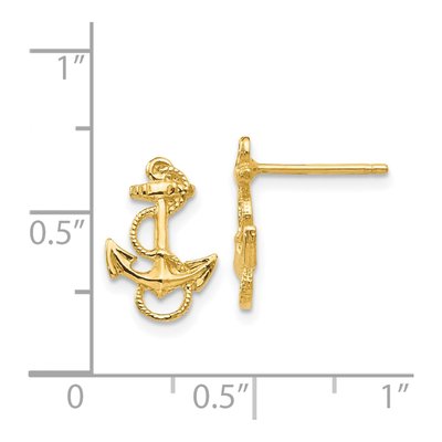 14K Yellow Gold Anchor Rope Trim Stud Earrings – view 5
