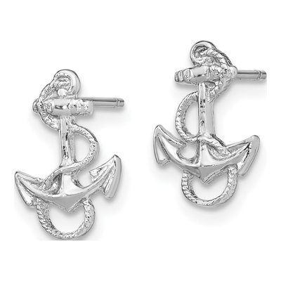 14K White Gold Anchor Rope Trim Stud Earrings – view 2
