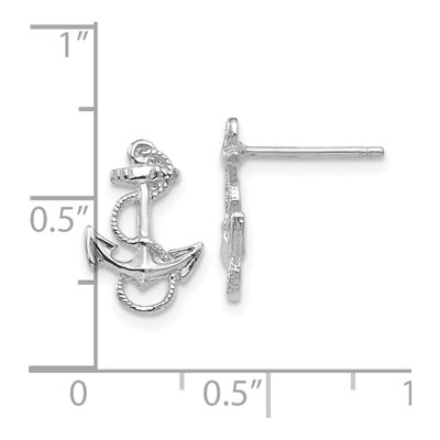 14K White Gold Anchor Rope Trim Stud Earrings – view 4