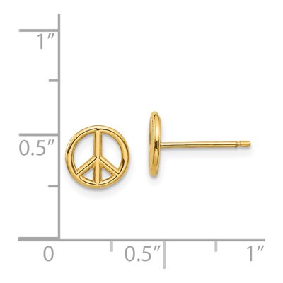 14K Yellow Gold Peace Symbol Stud Earrings – view 5