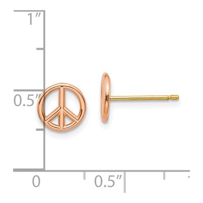 14K Two-Tone Gold Peace Symbol Stud Earrings – view 4