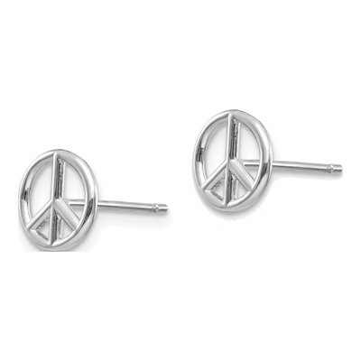 14K White Gold Peace Symbol Stud Earrings – view 3