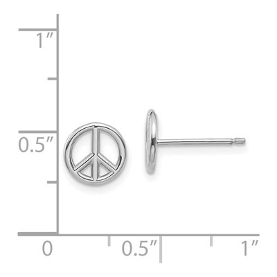 14K White Gold Peace Symbol Stud Earrings – view 5