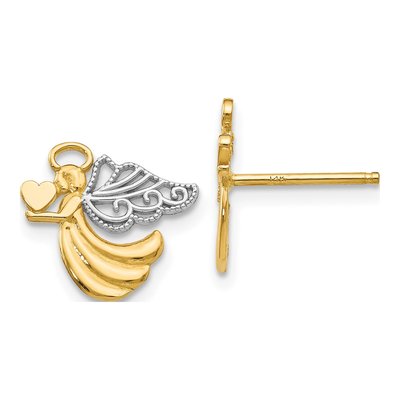 14K Yellow Gold Angel Stud Earrings