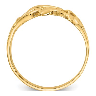 14K Yellow Gold Double Dolphins Waves Ring – view 3
