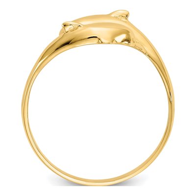 14K Yellow Gold Double Dolphins Bypass Ring – view 3
