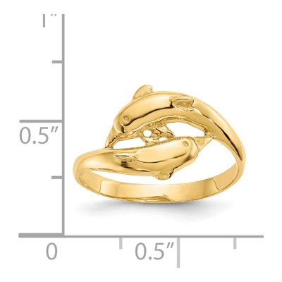 14K Yellow Gold Double Dolphins Bypass Ring – view 4