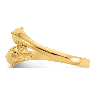 14K Yellow Gold Double Dolphins Bypass Ring – view 5