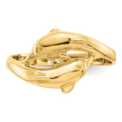 14K Yellow Gold Double Dolphins Bypass Ring – view 6