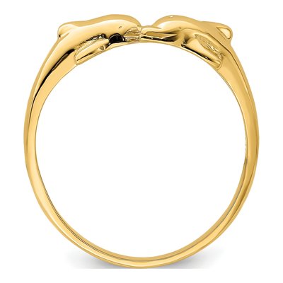 14K Yellow Gold Kissing Dolphin Ring – view 3