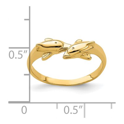 14K Yellow Gold Kissing Dolphin Ring – view 4