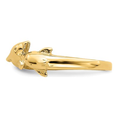 14K Yellow Gold Kissing Dolphin Ring – view 5