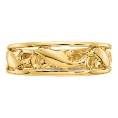 14K Yellow Gold 6mm Triple Dolphin Band – view 6