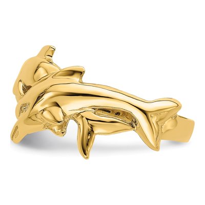 14K Yellow Gold Double Dolphin Ring – view 4