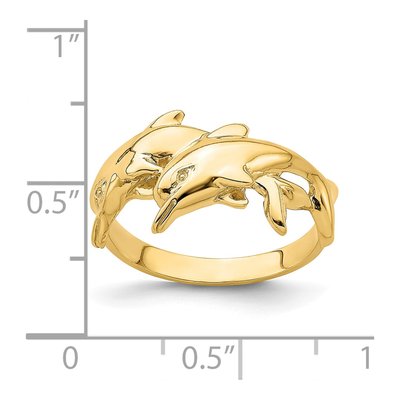 14K Yellow Gold Double Dolphin Ring – view 5