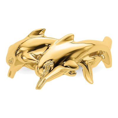 14K Yellow Gold Double Dolphin Ring – view 6