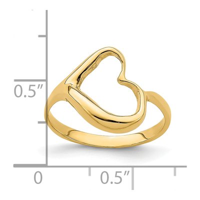 14K Yellow Gold Tilted Open Heart Ring – view 5