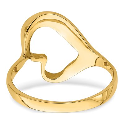 14K Yellow Gold Tilted Open Heart Ring – view 7