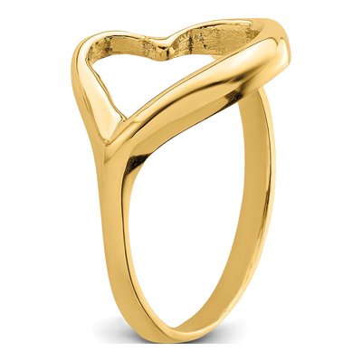 14K Yellow Gold Tilted Open Heart Ring – view 8