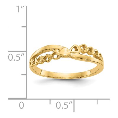14K Yellow Gold Criss Cross Heart Ring – view 3