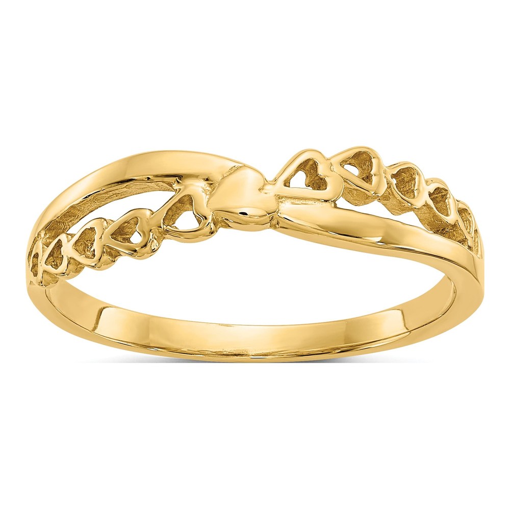 14K Yellow Gold Criss Cross Heart Ring