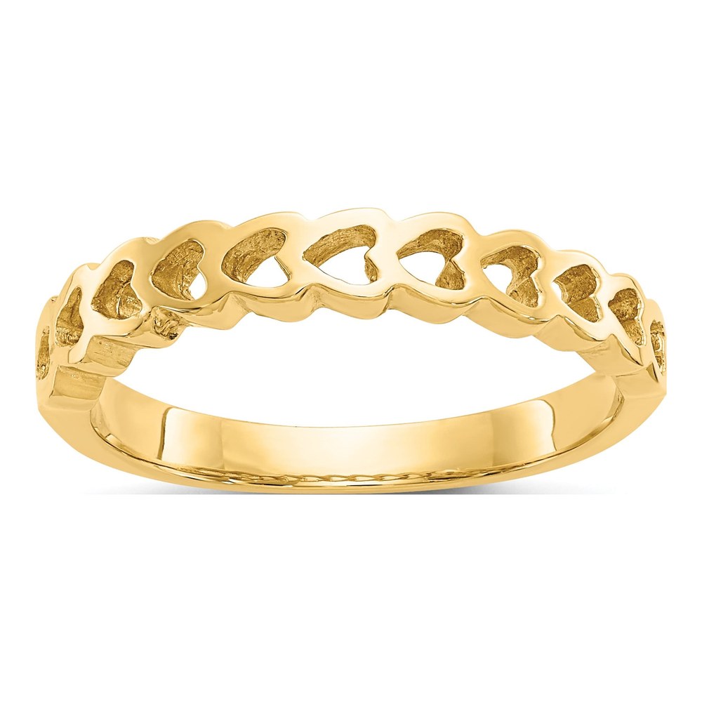 14K Yellow Gold Hearts Ring