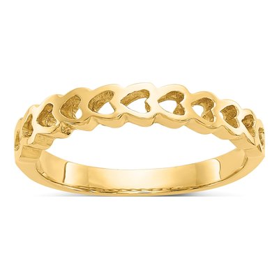 14K Yellow Gold Hearts Ring