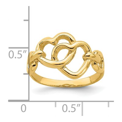 14K Yellow Gold Double Cut-Out Linked Hearts Ring – view 5