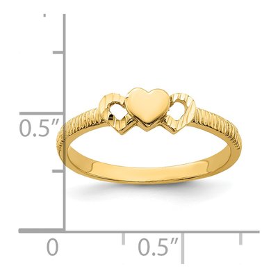 14K Yellow Gold Diamond-Cut Heart Ring – view 5